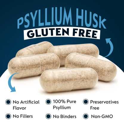 Psyllium Husk Capsules 1500mg | 90 Capsules - Digestive Health & Regularity