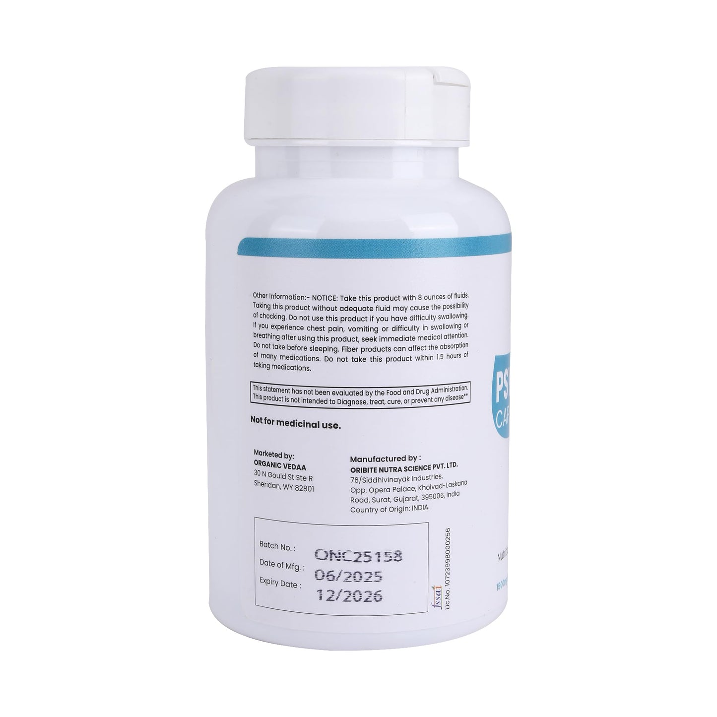 Psyllium Husk Capsules 1500mg | 90 Capsules - Digestive Health & Regularity