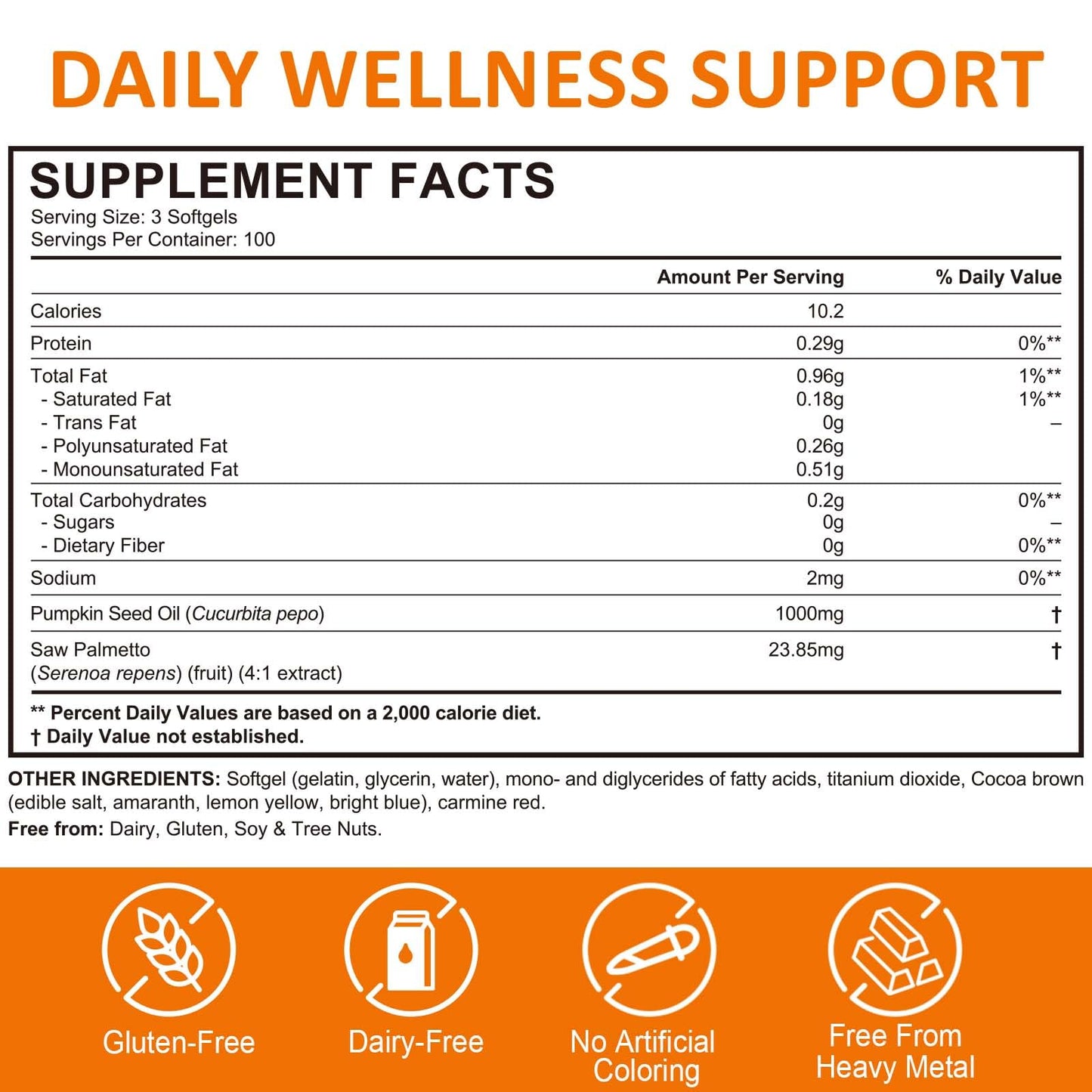 Pumpkin Seed Oil Capsules with Saw Palmetto — Cold-Pressed for Hair Growth, Prostate & Urinary Health | Non-GMO, 300 Softgels