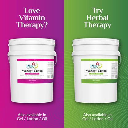 PURA 1st Wellness Vitamin Therapy Massage Cream - Unscented, 128oz, Professional Massage Cream for Physical Therapy