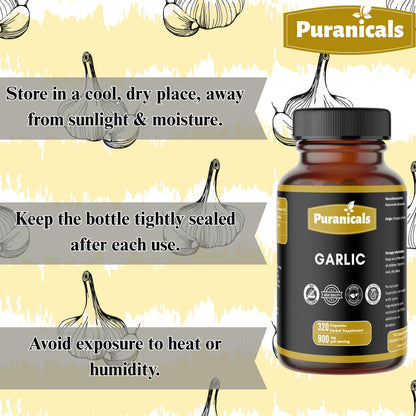Puranicals Garlic Premium 320 Capsules – Non-GMO, Gluten Free | 900 mg/serving