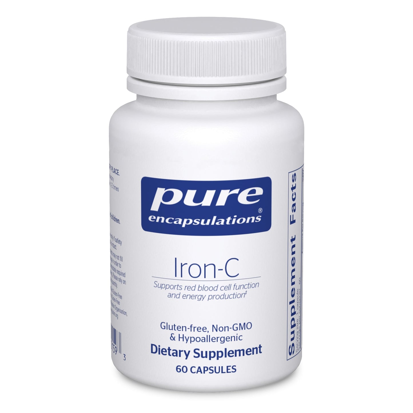 Pure Encapsulations Iron-C: Iron 15 mg + Vitamin C 175 mg | Red Blood Cell Support | Gluten Free & Vegan - 60 Capsules
