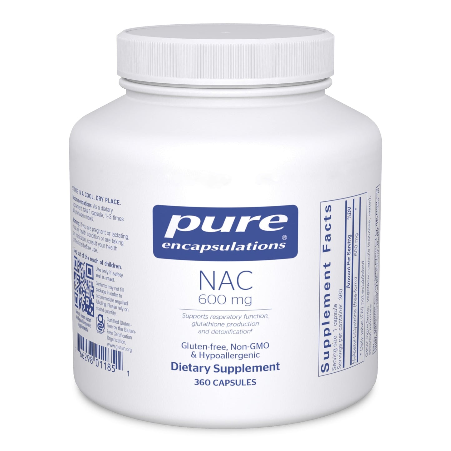 Pure Encapsulations NAC 600 mg – N-Acetyl Cysteine for Lung, Immune & Liver Support | 360 Capsules
