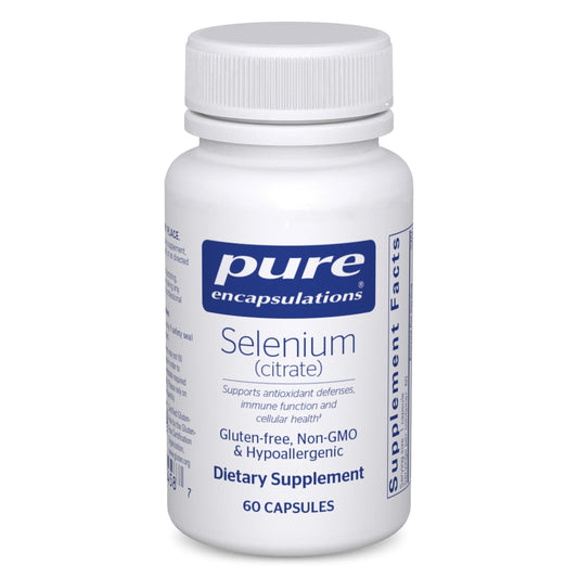 Pure Encapsulations Selenium (Citrate) - دعم المناعة ومضادات الأكسدة وتدفق الدم - خالٍ من الجلوتين ونباتي - 60 كبسولة