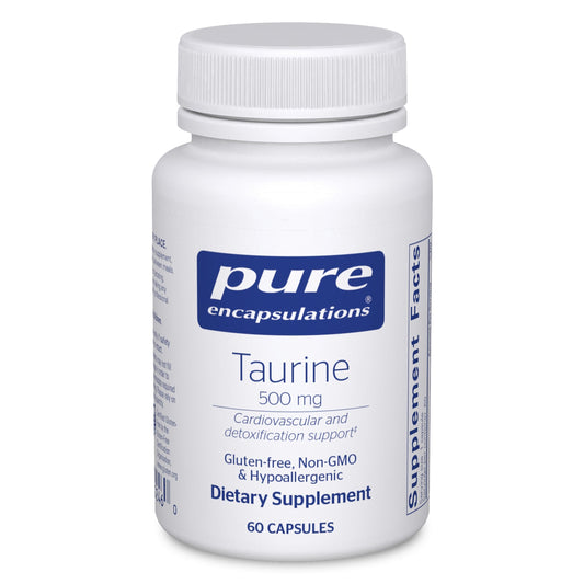 Pure Encapsulations Taurine 500 mg | مكمل حمض أميني للقلب والدماغ والعينين | 60 كبسولة
