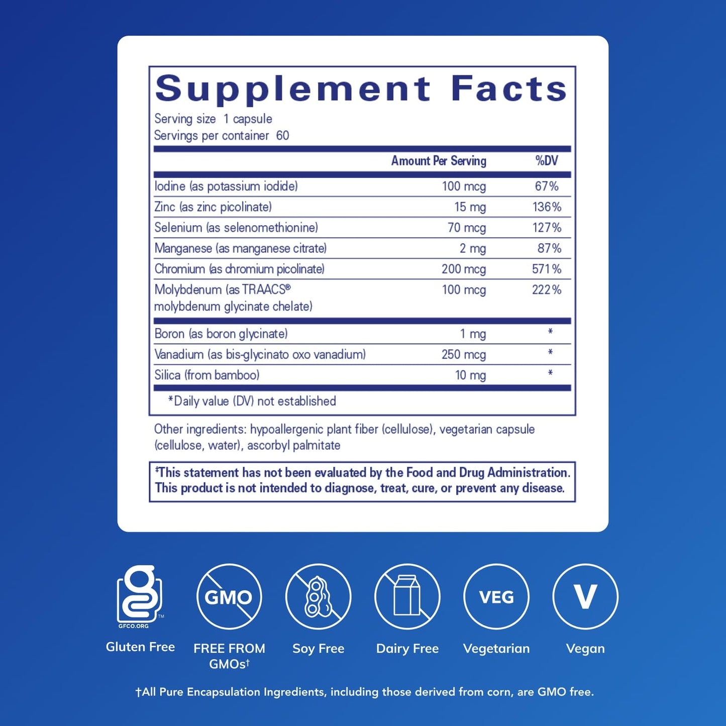 Pure Encapsulations Trace Minerals – Multimineral Supplement (60 Capsules) – Gluten Free & Vegan
