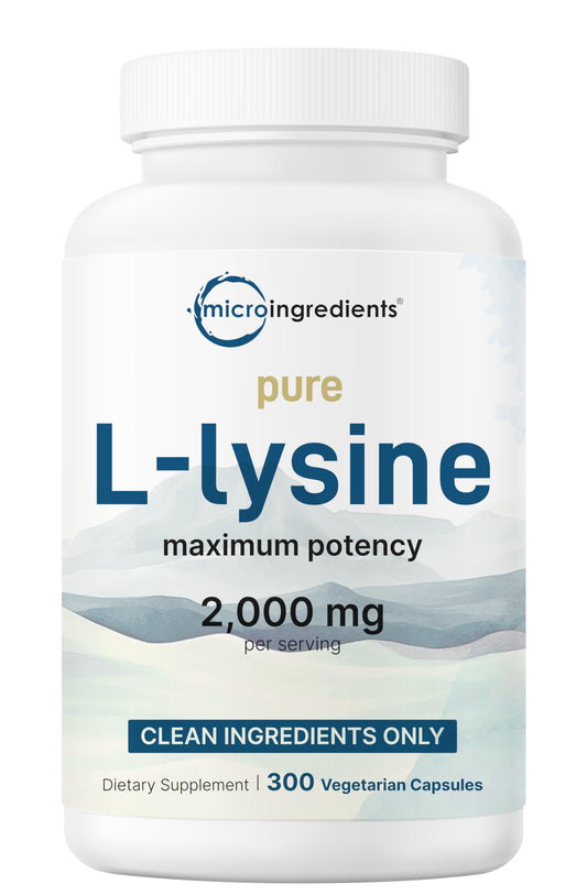 L-Lisina Pura 2.000mg | 300 Capsule Vegetali | Massima Potenza, Forma Libera | Supporto Immunitario, Collagene e Labbra Sane