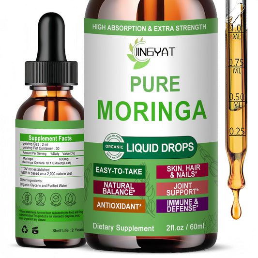 Gocce liquide pure di Moringa - Moringa Oleifera biologica, sistema immunitario ed energia