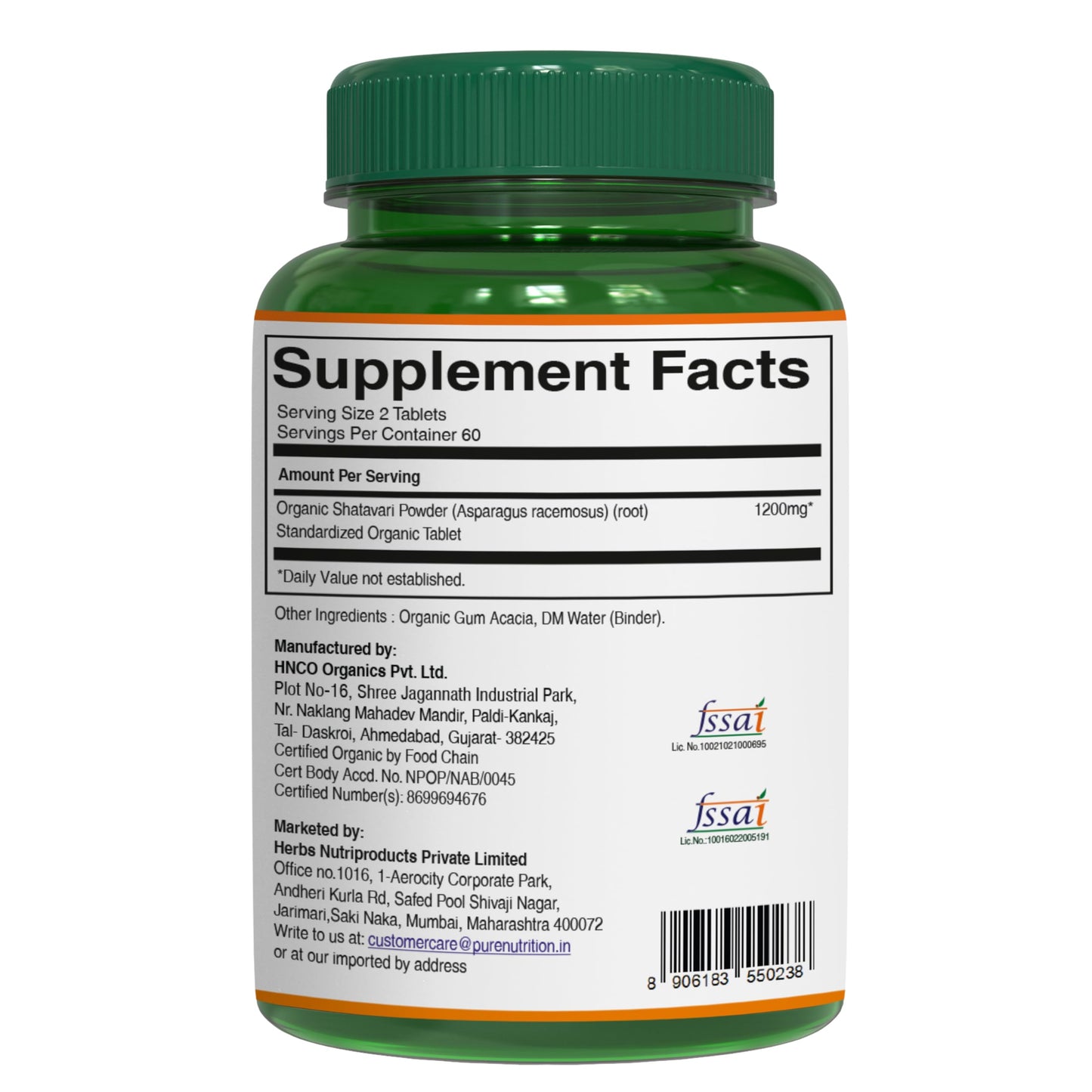 Pure Nutrition Organic Shatavari Tablets – 1200mg, 120 ct | USDA Organic
