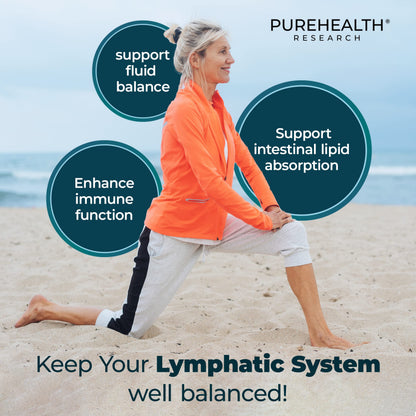 PUREHEALTH RESEARCH Lymph System Support — Lymphatic Drainage Supplement (360 Capsules)