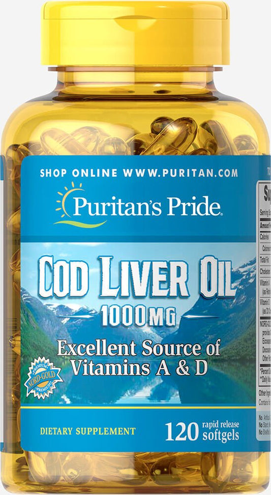 زيت كبد سمك القد من بيوريتانز برايد 1000 ملغ، 120 كبسولة - متوقف عن الإنتاج