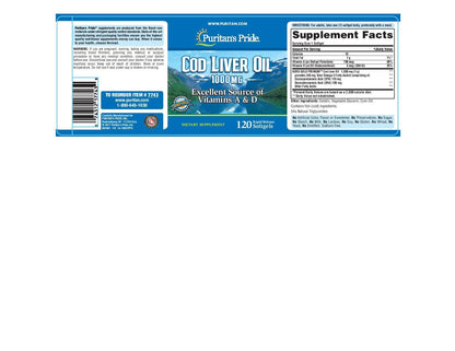 Puritans Pride Cod Liver Oil 1000 Mg, 120 Count - Discontinued