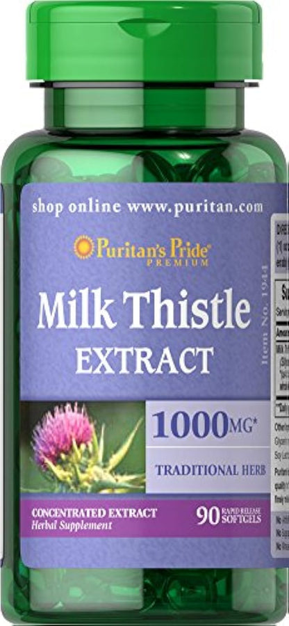 Puritan's Pride Milk Thistle 1000mg 4:1 Extract (Silymarin) – 90 Count (Discontinued)