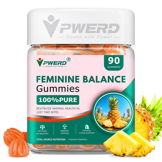علكات الأناناس PWERD Feminine Balance للنساء، 90 قطعة | بروبيوتيك يحافظ على توازن درجة الحموضة