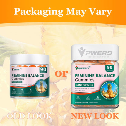 PWERD 90-Count Feminine Balance Pineapple Gummies for Women | PH-Balanced Probiotics