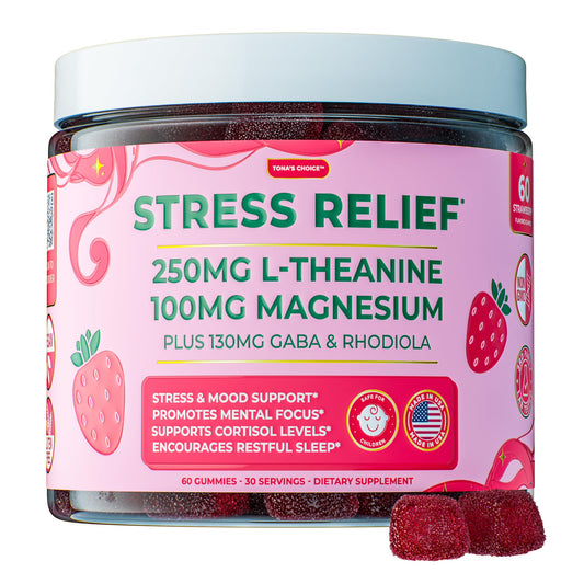 Stress Relief Supplements for Women & Kids — L-Theanine GABA, Rhodiola & Magnesium Gummies
