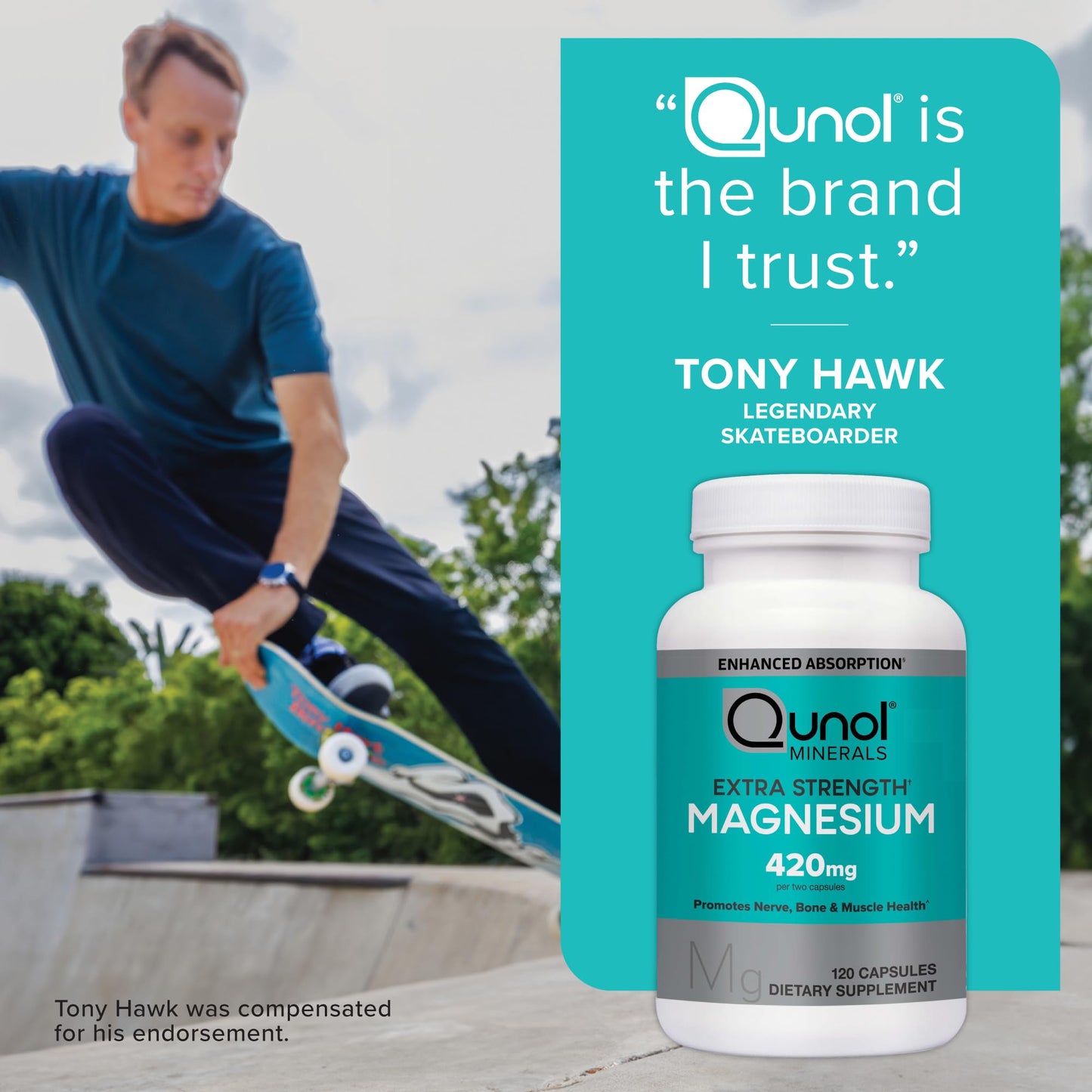 Qunol Magnesium Capsules 420mg – High Absorption, Extra Strength for Bone & Muscle Health (120 Count)