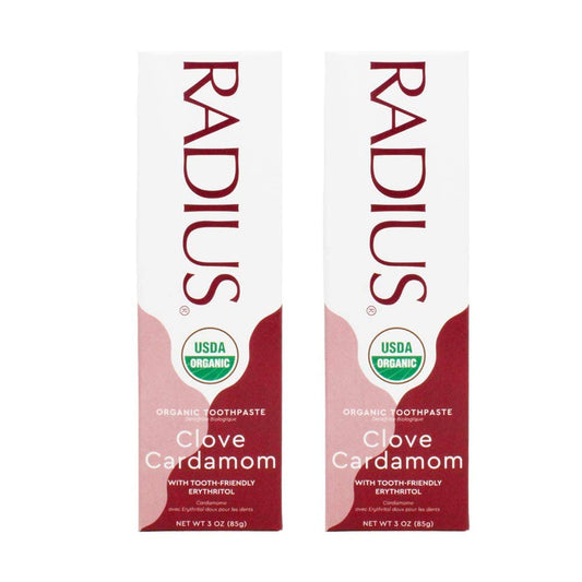 RADIUS معجون أسنان عضوي معتمد من وزارة الزراعة الأمريكية 3 أونصة – قرنفل وهيل (عبوة من 2)