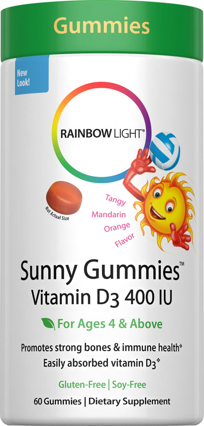Rainbow Light Sunny Gummies Vitamin D3 400 IU | Bone, Muscle & Immunity Support | 60 Gummies