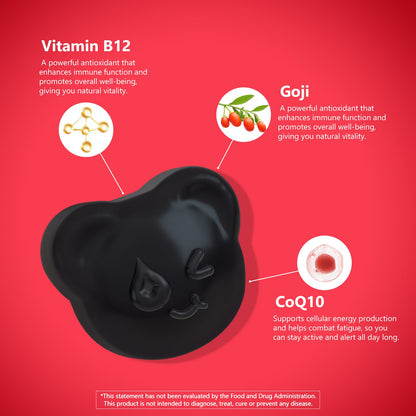 Natural Energy Gummies with B12, Goji & CoQ10 – Raspberry, 60 Count | GMO Free & Gluten Free