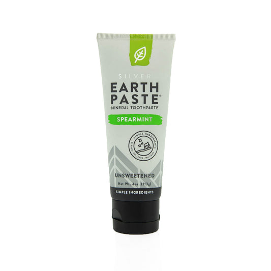 Redmond Earthpaste with Silver – Natural Non-Fluoride Toothpaste, 4 oz Tube (Unsweetened Spearmint)