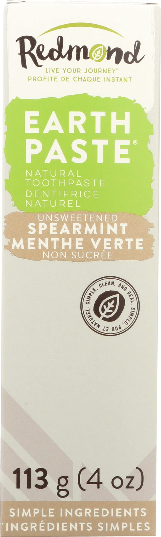 Redmond Natural Spearmint Toothpaste, Non Fluoride, 4 oz | Earthpaste Bentonite Clay