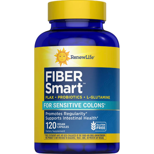 Renew Life Fiber Smart - مكمل ألياف خالٍ من الغلوتين والصويا، 120 كبسولة نباتية