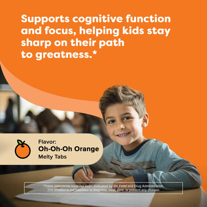 Renzo's Bright & Brainy Vitamin B6 for Kids - 60 Sugar-Free Melty Tabs, Orange