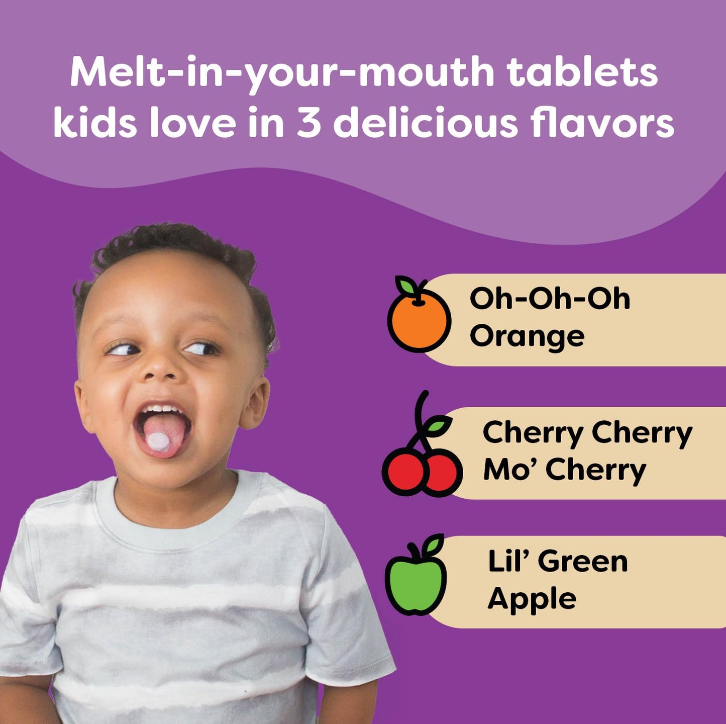 Renzo's Picky Eater Kids Multivitamin with Iron – Sugar-Free Melty Tabs (Green Apple)