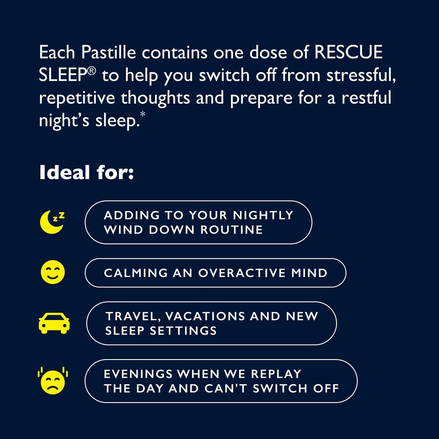 RESCUE Sleep Pastilles – Black Currant, Melatonin-Free Lozenges (4 Pack)