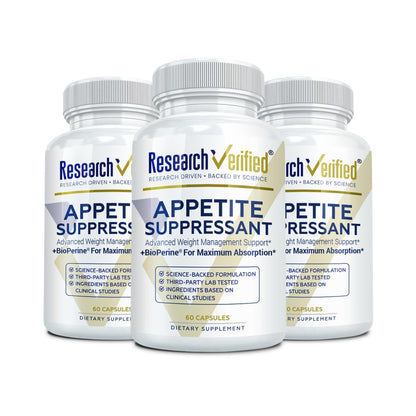 Research Verified Appetite Suppressant | Curb Cravings, Satiety, Metabolism - Pack of 3 (60 Capsules)
