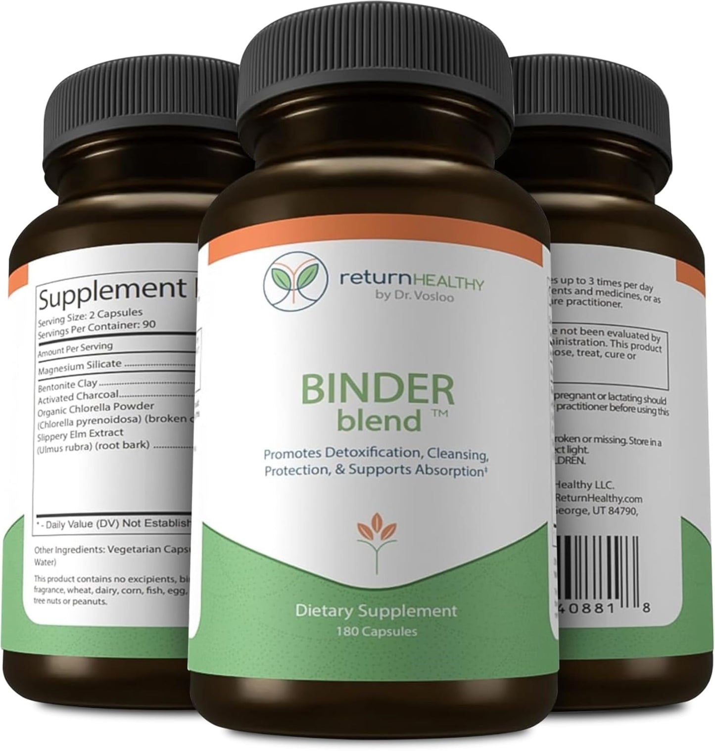 Return Healthy Binder Blend – Toxin Binder Detox Capsules for a Healthy Gut (3-Pack, 180 Capsules)