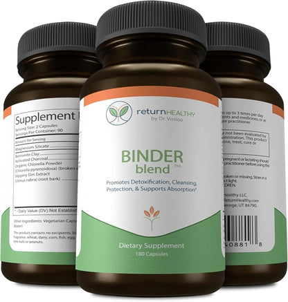 Return Healthy Binder Blend – Toxin Binder Detox Capsules for a Healthy Gut (3-Pack, 180 Capsules)