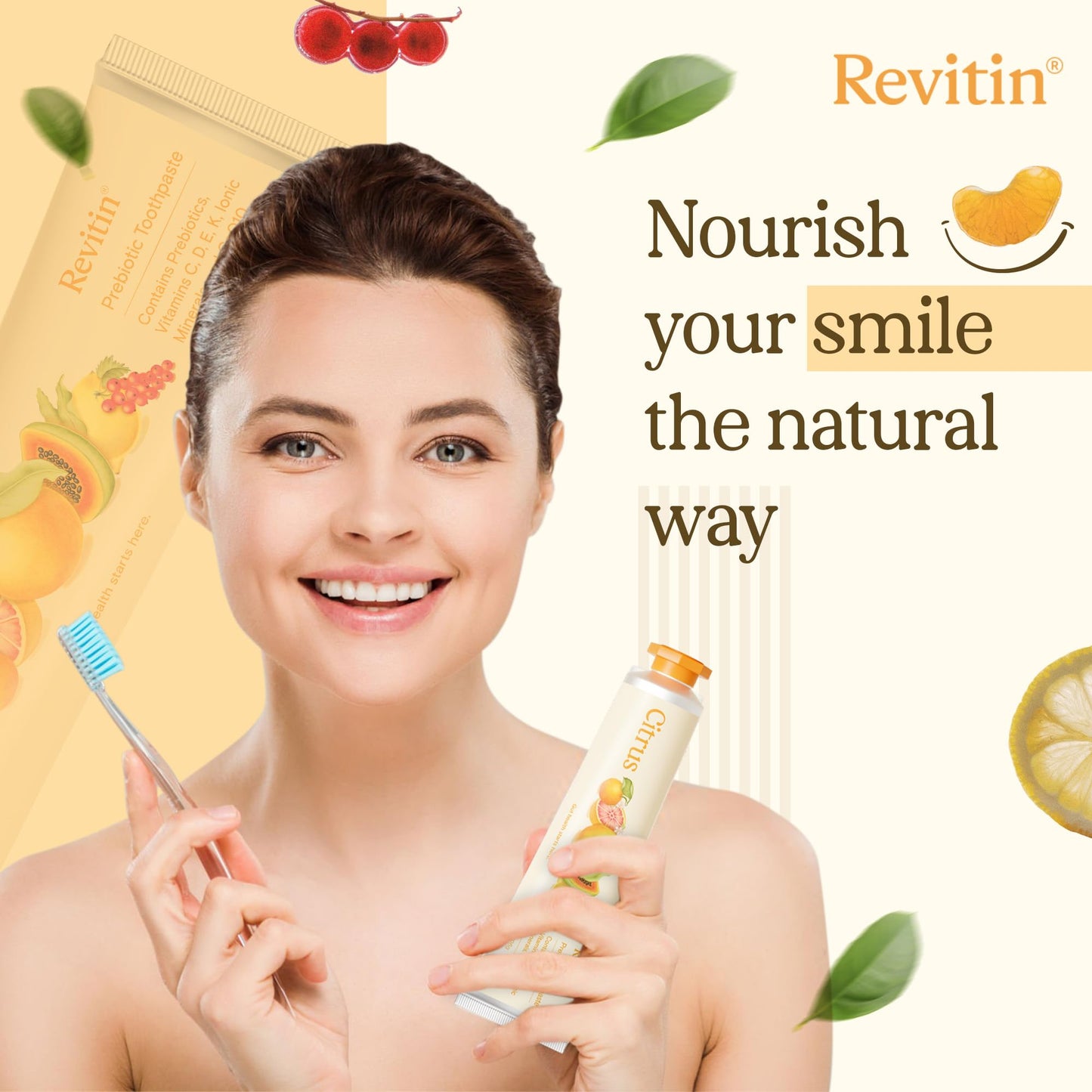 Revitin Toothpaste – Fluoride-Free Prebiotic Citrus Gel | Non-Toxic, Kid Approved | Pack of 3