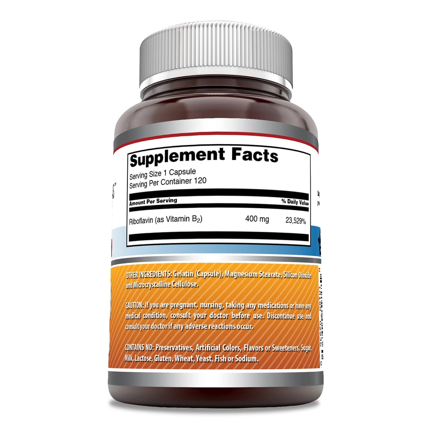Amazing Formulas Riboflavin 400mg – 120 Capsules | Non-GMO, Gluten Free, Made in USA