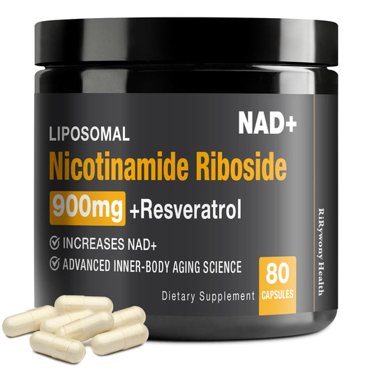 RiRywony Health NAD Supplement – NAD+ with NR, Resveratrol & Quercetin 900mg (80 capsules)