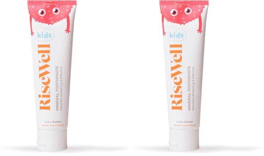 RiseWell Kids Mineral Toothpaste – Hydroxyapatite, No Fluoride, Cake Batter – 3.4 oz (Pack of 2)