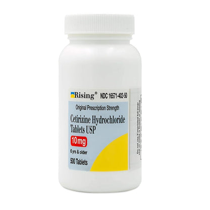 Rising Pharma Cetirizine HCL 10 mg – Antihistamine for Seasonal Allergies | 500 Tablets