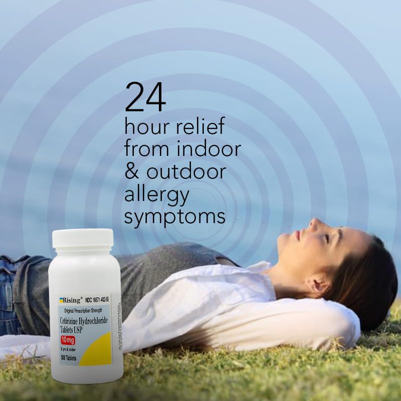 Rising Pharma Cetirizine HCL 10 mg – Antihistamine for Seasonal Allergies | 500 Tablets