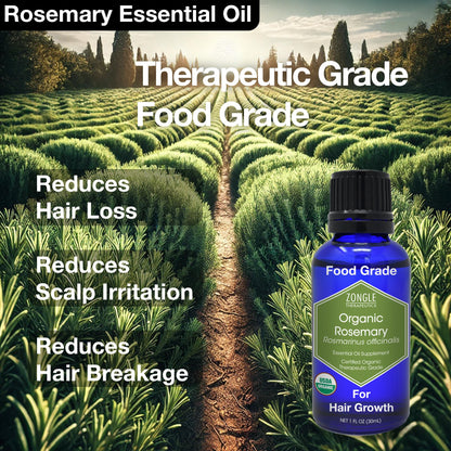 Organic Rosemary Oil – 100% Pure, Food Grade, Edible for Hair Growth | Zongle Therapeutics, 1 OZ