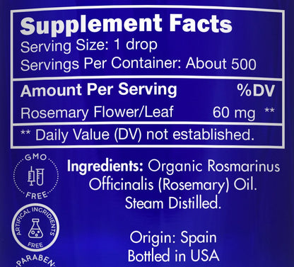Organic Rosemary Oil – 100% Pure, Food Grade, Edible for Hair Growth | Zongle Therapeutics, 1 OZ