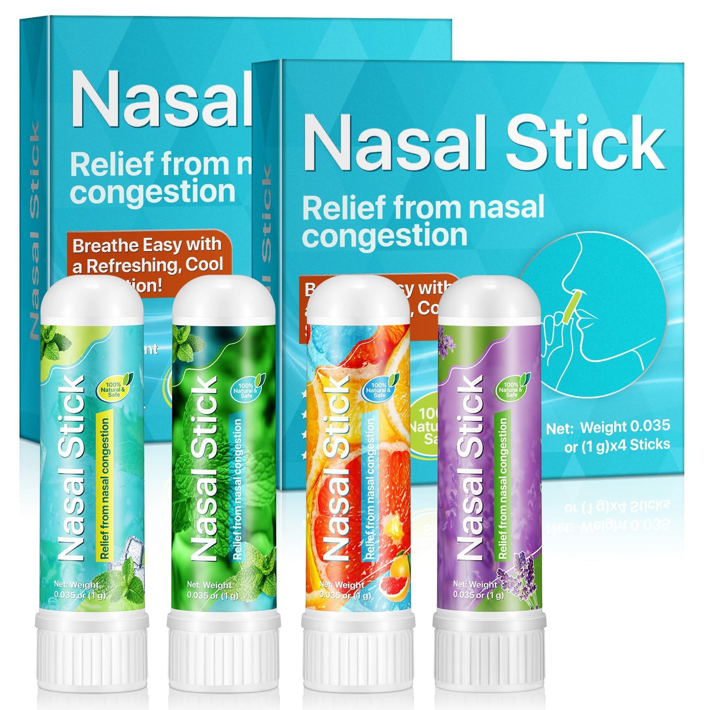 Ruduwu 8 Pack Nasal Stick | Natural Inhaler for Quick Refresh & Focus