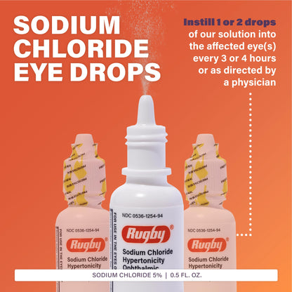 Rugby Laboratories Sodium Chloride 5% Hypertonic Ophthalmic Eye Solution - Alcohol-Free 0.5 fl oz (3-Pack)