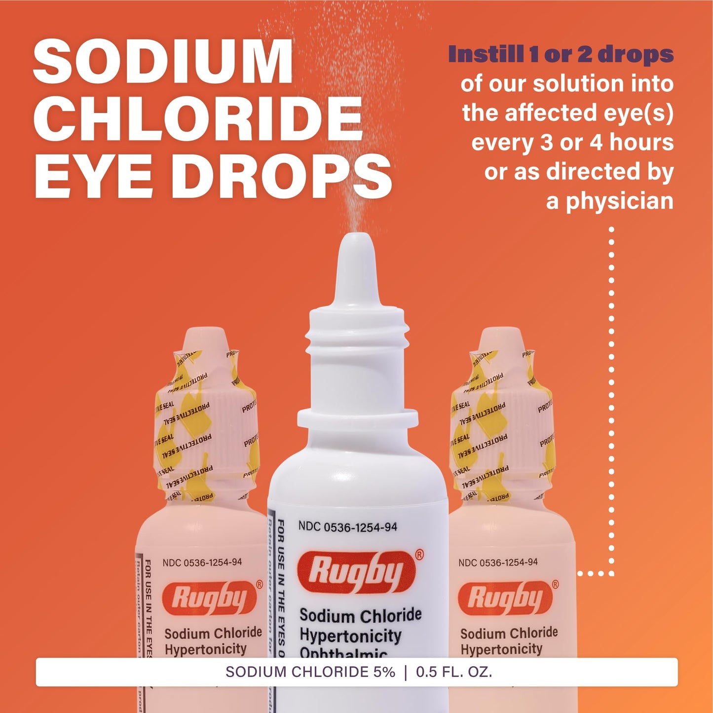 Rugby Laboratories Sodium Chloride 5% Hypertonicity Ophthalmic Drops – Alcohol-Free, 0.5 fl oz