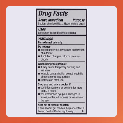 Rugby Laboratories Sodium Chloride 5% Hypertonic Ophthalmic Eye Solution - Alcohol-Free 0.5 fl oz (3-Pack)