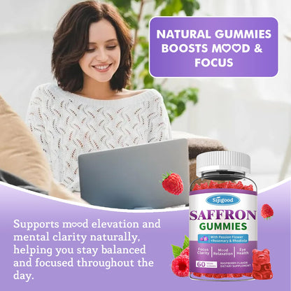 Saffron Gummies Sugar Free Mood Support – Raspberry Flavor (60 Count)