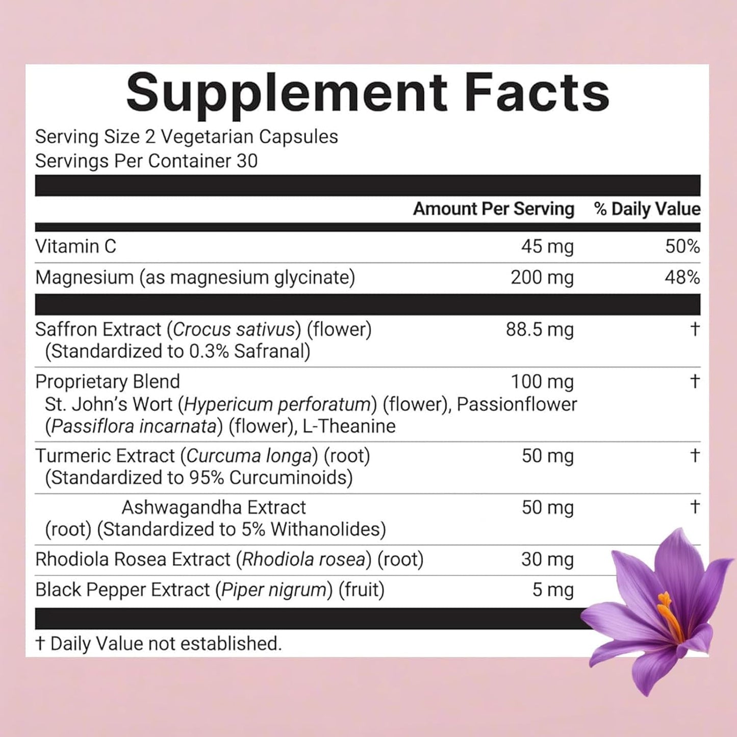 10-in-1 Saffron Wellness Supplement – Ashwagandha, Vitamin C, Magnesium | 60 Vegan Capsules | Non-GMO