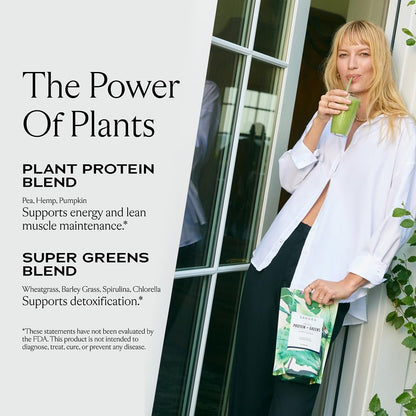 SAKARA Protein + Greens Super Powder – 30 Servings, Organic Plant-Based Protein & Greens Blend