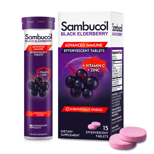 Sambucol Black Elderberry Effervescent Tablets with Zinc & Vitamin C (15 Count)