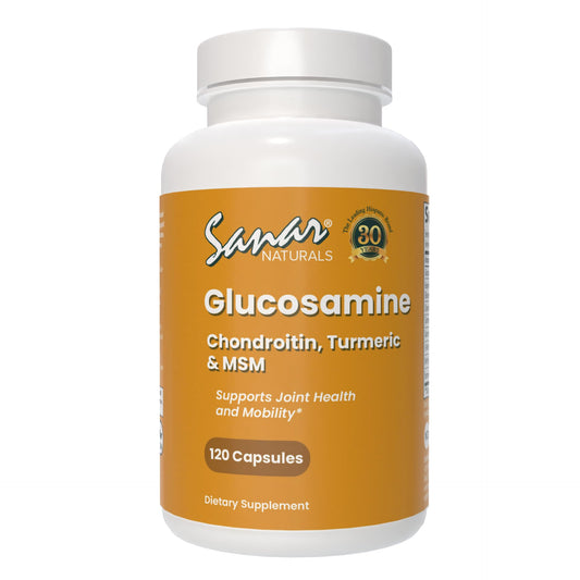 Sanar Naturals Glucosamine Chondroitin MSM Turmeric – Joint Support (120 Caps) – Non-GMO, Gluten Free